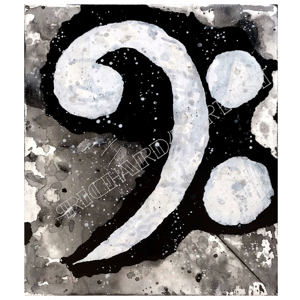 NWT Bass Clef Art Painting PRINT Music Sign Decor